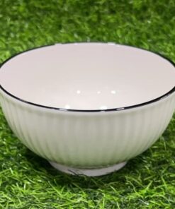 TAZA CERÁMICA DE COLOR BLANCA CON BORDE NEGRA 5" 1UND
