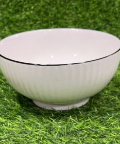 TAZA CERÁMICA DE COLOR BLANCA CON BORDE NEGRA 6" 1UND