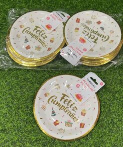 SET DE PLATO DESECHABLE PARA FIESTA DE FELIZ CUMPLEAÑOS 7" 1UND (6PCS)
