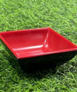 TAZITA PARA SALSA PLÁSTICA COLOR NEGRA Y INTERNO CON COLOR ROJA 3´´ 1UND
