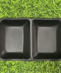 PLATITO DOBLE RECTANGULAR PARA SALSA DE COLOR NEGRO 1UND