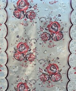 MANTEL EN ROLLO DORADO DE ROSA ROJA 1.37*20M 1UND