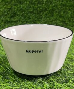 TAZA CERÁMICA DE COLOR BLANCA CON BORDE NEGRO 5" 1UND