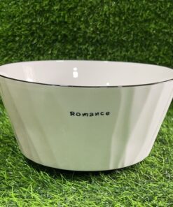 TAZA CERÁMICA DE COLOR BLANCA CON BORDE NEGRO 8" 1UND