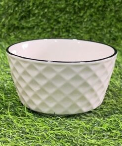 TAZA CERÁMICA DE COLOR BLANCA CON BORDE NEGRO 4.5" 1UND