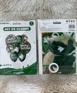 SET DE GLOBOS DE MERRY CHRISTEMAS COLOR VERDE 1UND (8PCS)