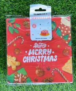 SET DE SERVILLETAS DE MERRY CHRISTEMAS COLOR ROJO 1UND (12PCS)