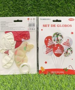 SET DE GLOBOS DE MERRY CHRISTEMAS COLOR ROJO 1UND (6PCS)