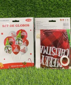 SET DE GLOBOS DE MERRY CHRISTEMAS COLOR ROJO 1UND (8PCS)