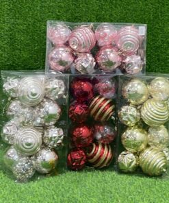 SET DE BOLA NAVIDEÑA DE 8CM+10CM 1UND (12PCS+12PCS)