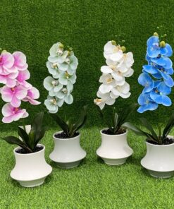 FLOR ARTIFICIAL DE ORQUIDEAS CON MACETA CERÁMICA 1UND