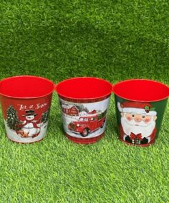 BALDE METÁLICO NAVIDEÑO 12*11CM 1UND