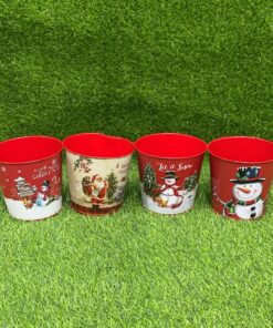 BALDE METÁLICO NAVIDEÑO 15*13CM 1UND