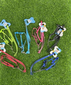 CUERDA Y PECHERA PARA MASCOTA COLOR LISO CON BORDE NEGRO #1.0 1UND