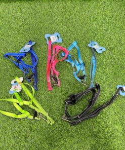 CUERDA Y PECHERA PARA MASCOTA COLOR LISO CON BORDE NEGRO #1.5 1UND