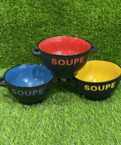 TAZA SOPERA CERÁMICA DE COLOR LISO CON LETRA SOUPE 1UND
