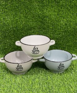 TAZA SOPERA CERÁMICA DE COLOR LISO CON LETRA FOR YOU 1UND