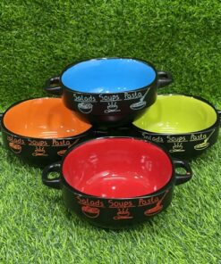 TAZA SOPERA CERÁMICA DE COLOR LISO CON LETRA SOUPS 1UND