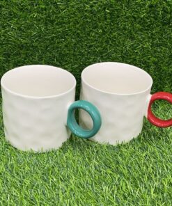 JARRA CERÁMICA DE COLOR BLANCA CON AGARRADOR DE COLOR LISO 1UND