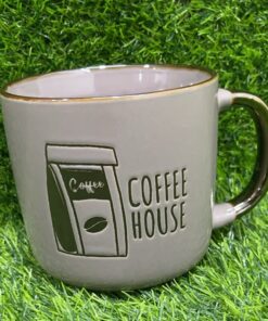 JARRA CERÁMICA DE COFFEE HOUSE CON BORDE DORADO 1UND