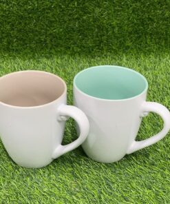 JARRA CERÁMICA DE COLOR BLANCA CON INTERNO DE COLOR LISO 1UND