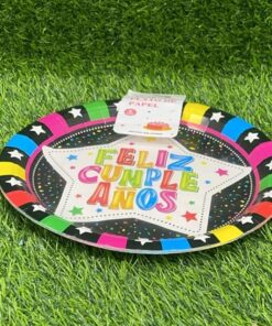 SET DE PLATO DE ESTRELLA CON LETRA FELIZ CUMPLEAÑOS 9" 1UND (6PCS)