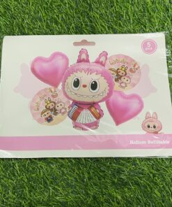 SET DE GLOBO METÁLICO DE LABUBU CON ACORDEÓN 1UND (5PCS)