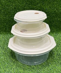 SET DE RECIPIENTE REDONDO PARA ALIMENTO 2L/1L/530ML 1UND (3PCS)