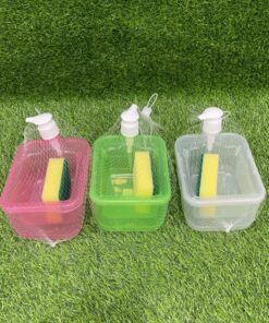 SET DE DISPENSADOR DE LAVAVAJILLAS Y ESPONJA RECTANGULAR 1UND