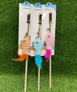 JUGUETE PARA GATO DE PEZ CON PLUMA 1UND