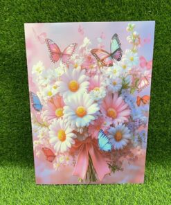 BOLSA REGALO ROSADA DE FLOR Y MARIPOSA 40*30*12CM 1UND