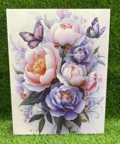 BOLSA REGALO MORADA DE FLOR Y MARIPOSA 32*25*12CM 1UND
