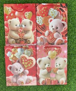 BOLSA DE REGALO DE OSO Y CORAZÓN 23*18*10CM 1UND
