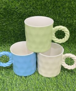 JARRA CERÁMICA DE COLOR LISO Y CON AGARRADOR DISEÑO TRENSA 1UND