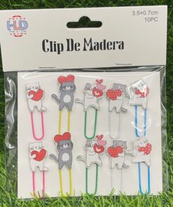 CLIP PARA LIBRO DE GATO CON CORAZÓN 1UND (10PCS)