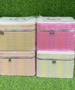 SET DE ESTUCHE COSMÉTICO DE COLOR LISO Y CON DISEÑO ROMBO 1UND (3PCS)