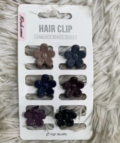 SET DE PRENSAS PARA CABELLO DE FLOR COLOR LISO Y VARIADOS 1UND (6PCS)