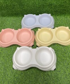 TAZA DOBLE PARA MASCOTA CON DISEÑO OREJA DE GATO DE COLOR LISO 33*16*5CM 1UND