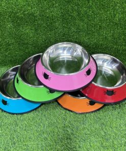 TAZA ACERO PARA MASCOTA DE COLOR LISO Y DISEÑO GATO 29CM 1UND