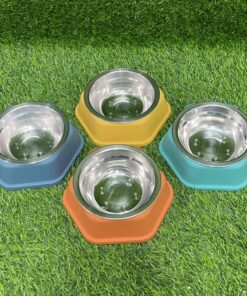 TAZA ACERO PARA MASCOTA CON BASE HEXAGONO DE COLOR LISO 15CM 1UND