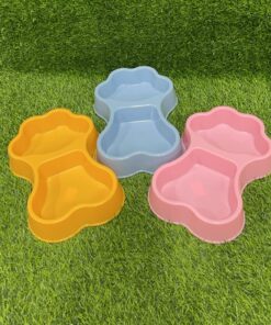 TAZA DOBLE PARA MASCOTA CON DISEÑO HUELLA DE COLOR LISO 28*18*4.5CM 1UND