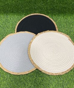 INDIVIDUAL REDONDA DE CUERDA DE ALGODÓN + HIERBA DE CALABAZA 30*30*0.5CM 1UND