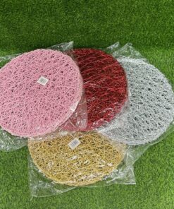 INDIVIDUAL REDONDO CON DISEÑO MALLAS CRUZADAS DE COLOR LISO 38CM 1UND