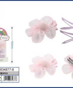 SET DE PRENSA PARA CABELLO DE FLOR COLOR ROSADO 1UND (3PCS)