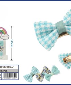 SET DE PRENSA PARA CABELLO DE LAZO COLOR CELESTE CUADRADO 1UND (3PCS)