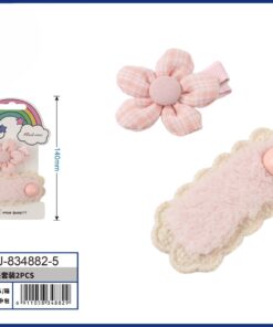 SET DE PRENSA PARA CABELLO DE FLOR COLOR ROSADO 1UND (2PCS)