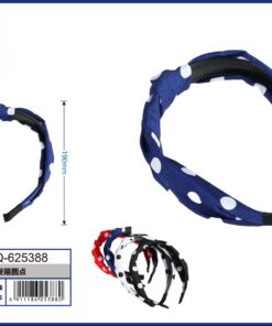 DIADEMA DE TELA ANUADA COLOR LISO CON PUNTO BLANCO 1UND