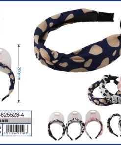 DIADEMA DE TELA ANUADA DE COLOR LISO CON PUNTOS 1UND