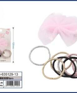 SET DE COLA CON PRENSA PARA CABELLO DE LAZO COLOR ROSADO 1UND (9PCS)