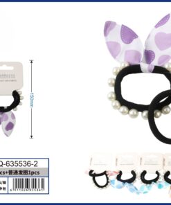 SET DE COLA PARA CABELLO DE OREJA DE CONEJO CON PERLA 1UND (2PCS)